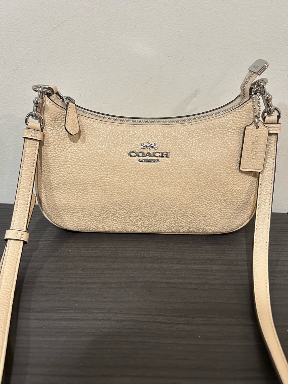 Coach Teri Shoulder Bag in a neutral cream pebble leather Style#CE556